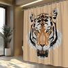 1pc Fierce Tiger Head Shower Curtain - Bold Geometric Tan Design, 70.87x70.87 Inches, 12 Hooks Included, Machine Washable Polyes