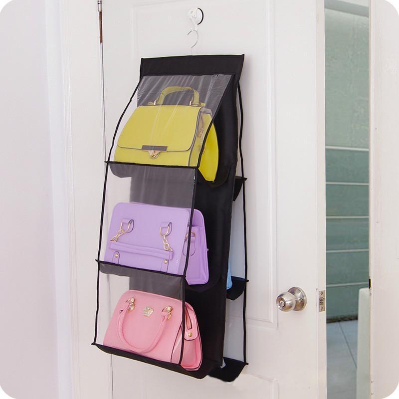 Modern Minimalist Hanging Wardrobe Organizer For Purses In Pink