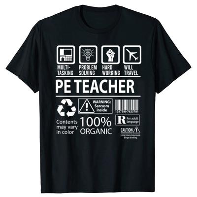 Zabawny Nauczyciel Wychowania Fizycznego Wieloosobowy Certyfikowany Zawód Graficzne Koszulki Męskie T-shirt 100% Bawełna Luźny Nauczyciel Wychowania Fizycznego Koszulka ...