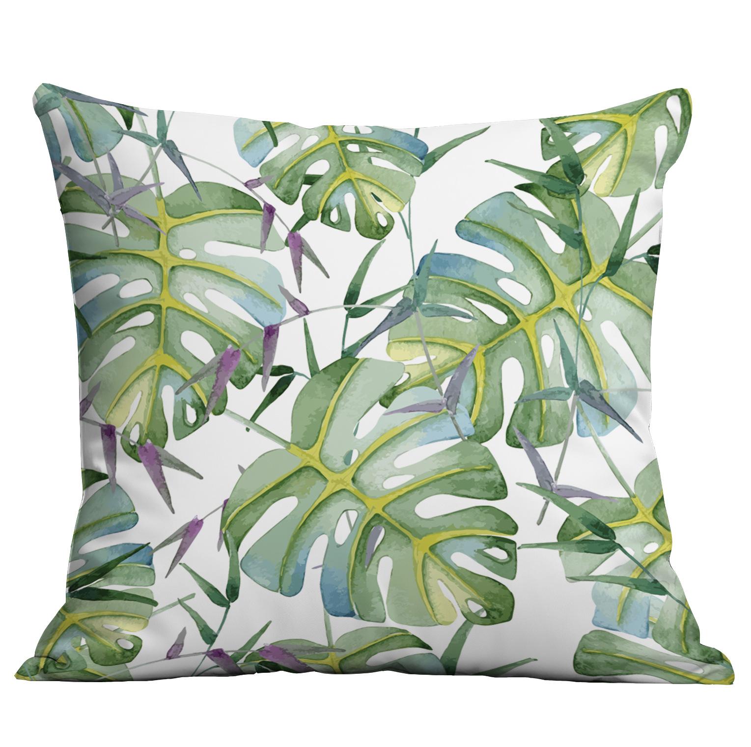 Новые зеленые растения, Тропические растения, Подушка с принтом высокой четкости, Наволочка для домашней диванной подушки 45 * 45Cm