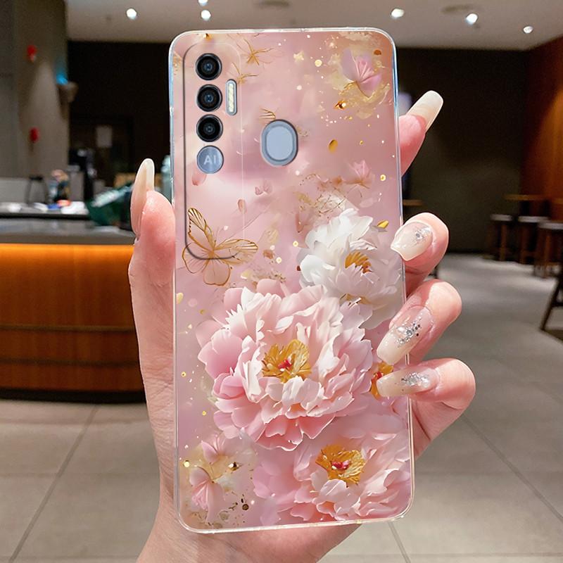 For Tecno Spark 7 Pro 8 8p 8t 9T (India) Cases Butterfly Phone Cover Spark7 7T 7Pro Bag Soft Silicone Transparent TPU Jelly Case