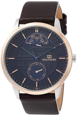 Tommy Hilfiger HUNTER Mørkeblå Brun Multifunktionsur, Urskive, 1791605, Herre,