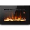 Electric Fireplace 60 cm Built-in or Wall Mounted, 1800W, 24-Hour Timer, Adjustable Flame, Crystals