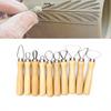 10 Pieces of Stainless Steel Pottery Repairing Scraper Wooden Handle Single-headed Clay Carving and Shaping Props