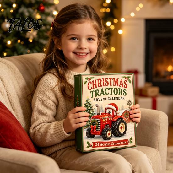 Acrylic Festive Decoration Transportation Vehicles Advent Calendar 2026 for Kids, 24 Day Christmas Countdown Set Eve Surprise with Collectible