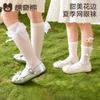 Girls' socks, summer pure cotton princess mesh socks, children's spring and summer high tube pile socks, girls' lace long tube cotton socks