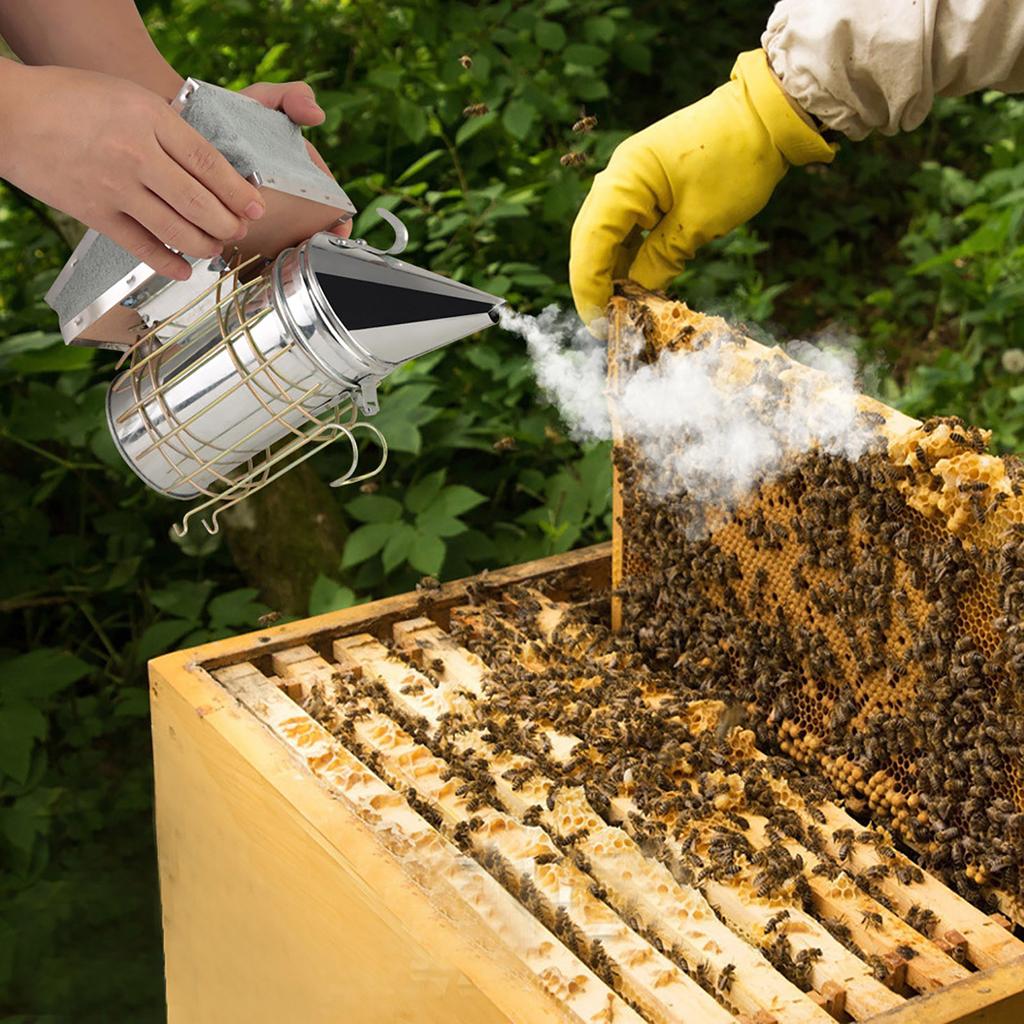 Verzinkter Eisen Bienenstock Räuchergerät mit Hitzeschild Imkereiausrüstung