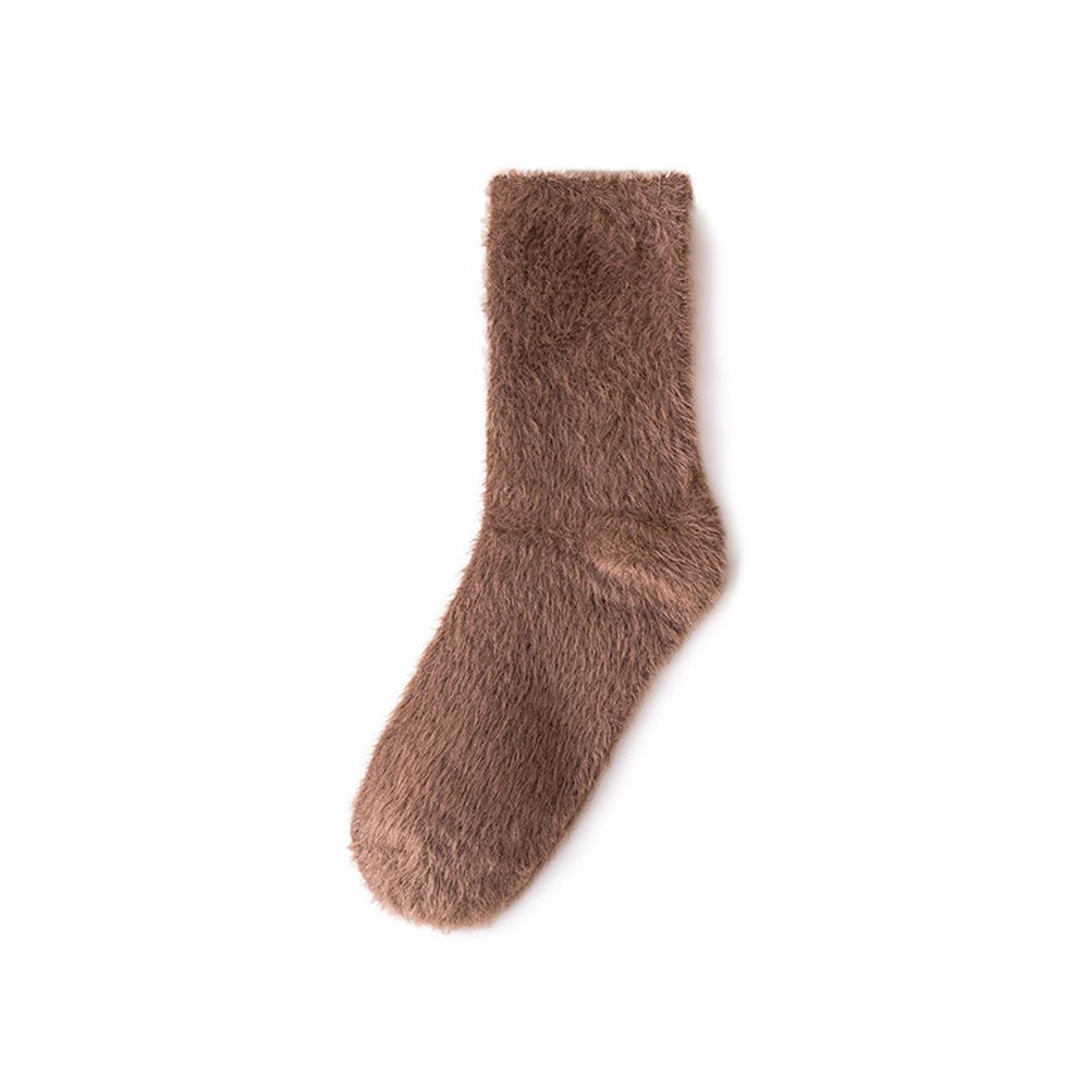 Korean Style Fashion Design Student Women Socks Mink Fur Fleece Socks Floor Socks Mid-Tube Hosiery