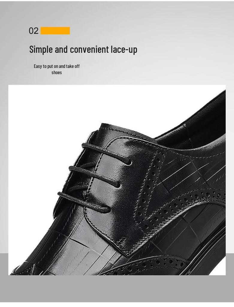 Men's Genuine Leather Crocodile Pattern Business Shoes - Comfortable, Wear-resistant, High-end Cowhide