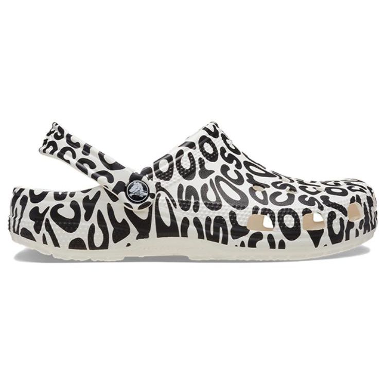 Crocs Classic Warped Logo Clog White Black Unisex 210805-100
