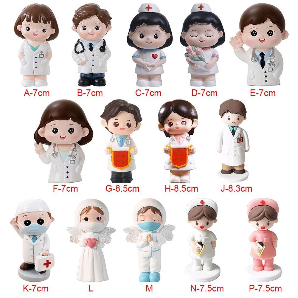 DlY Doctor Garage Kit Cartoon Nurse Cake Ornaments Exquisite Doctor Nurse Model Statue  Home Decor