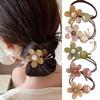 Melodio 5PCS Flower Hair Ties, Cute Faux Shell Floral Elastic Hair Bands, Sweet Ponytail Holders for Women Girls Daily Wear