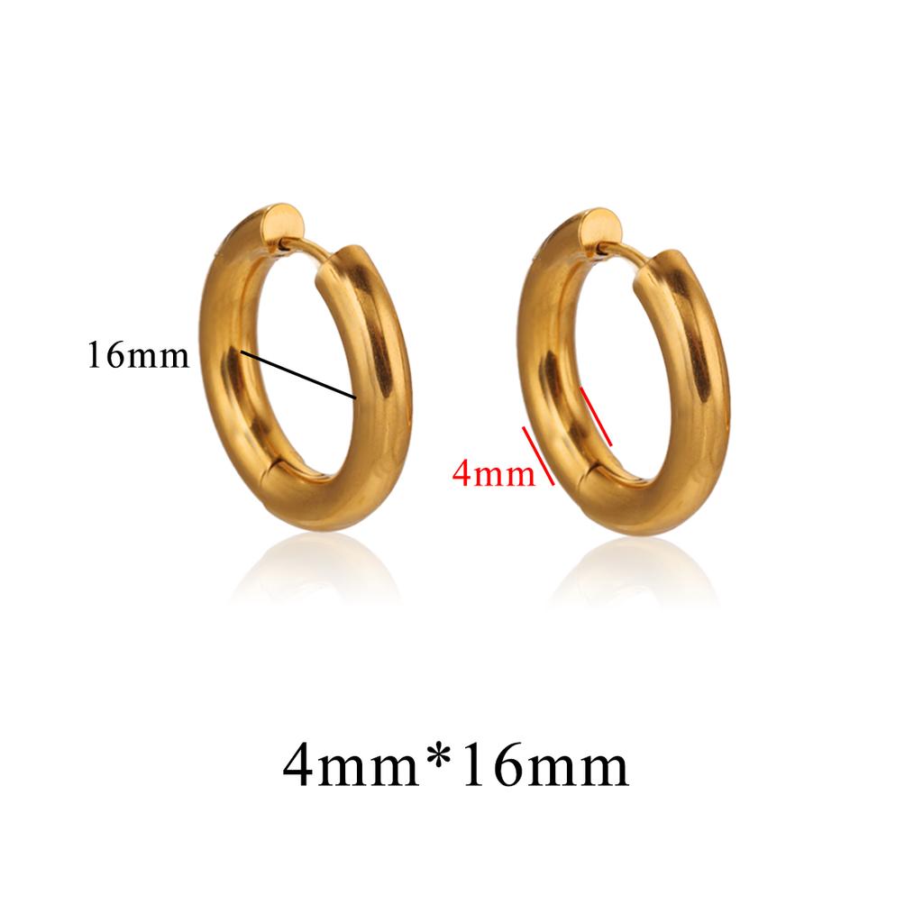 6pcs Stainless Steel 3mm 4mm Earrings PVD Gold Plated Round Korean Ear Rings Hoop Earring for Man Women Female Punk Jewelry