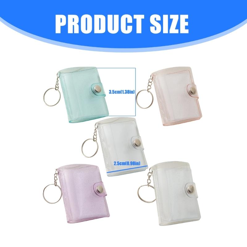 Waterproof PVC 2Inch Photo Album Holder with Keychain 20Photos Pocket Tear Resistant Construction for Protecting Memory