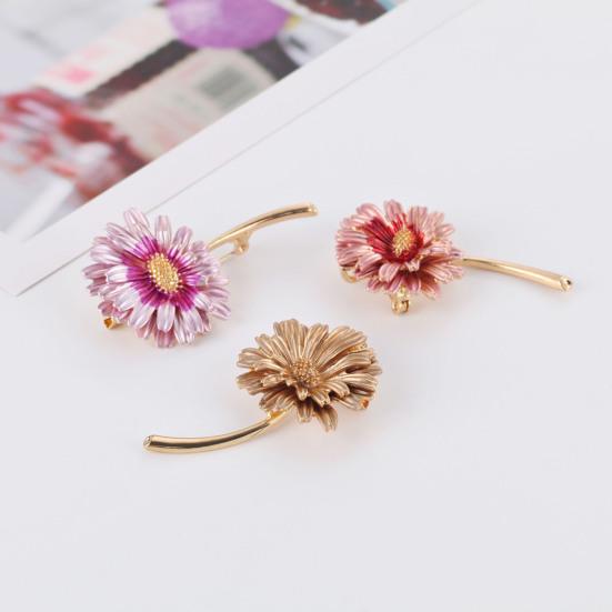 Women Brooch Gradient Enamel Flower Design Brooch Suit Lapel Sweater Dress Coat Badge Weddings Parties Daily Wear