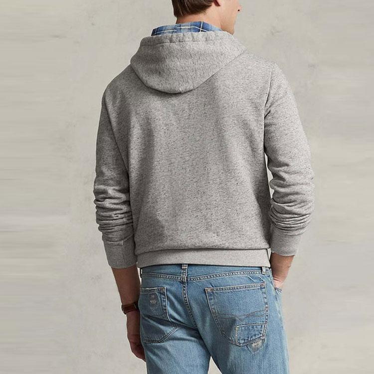 Polo Ralph Lauren Solid Color Drawstring Hooded Long Sleeve Sweatshirt Men sweatshirt Gray 710879071-001