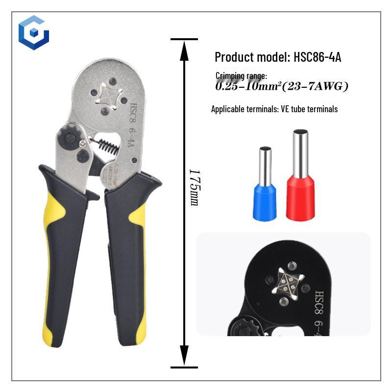 HSC8 6-4A European Ratchet Crimping Pliers Set with Manual for Labor-Saving Cold Crimping
