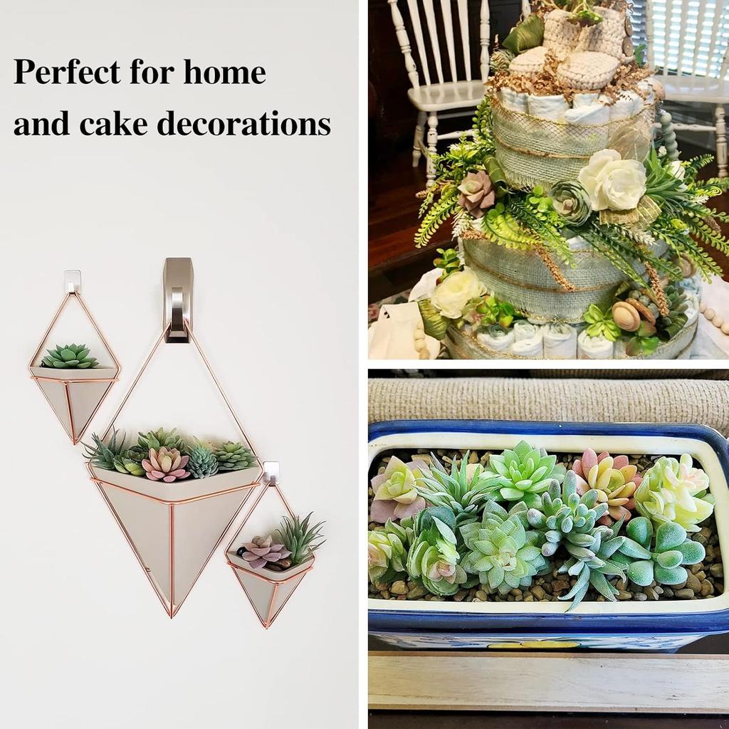 HappyHapi 12 Pcs Artificial Succulents Mini Fake Plants Unpotted Faux Succulent for Craft, Small Plastic Succulents Assortment in Flocked Green