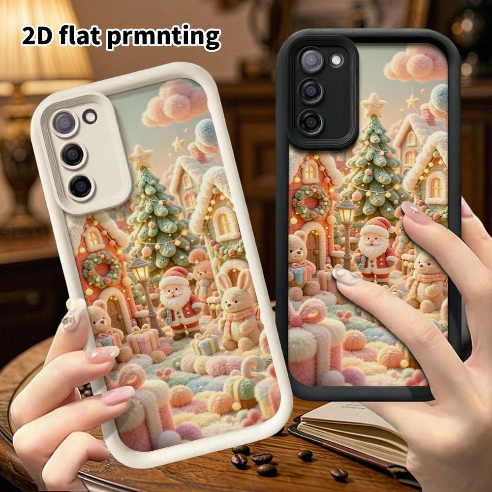 Phone case: 2D flat design suitable for Samsung Galaxy A34 A35 M05 M06 S20 S22 S21 FE Plus 5G protective case, Christmas village, perfect holiday gift