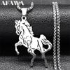Aesthetic Horse Animal Necklace for Women Men Stainless Steel Silver Color Lucky Collar Party Wedding Gift Jewelry