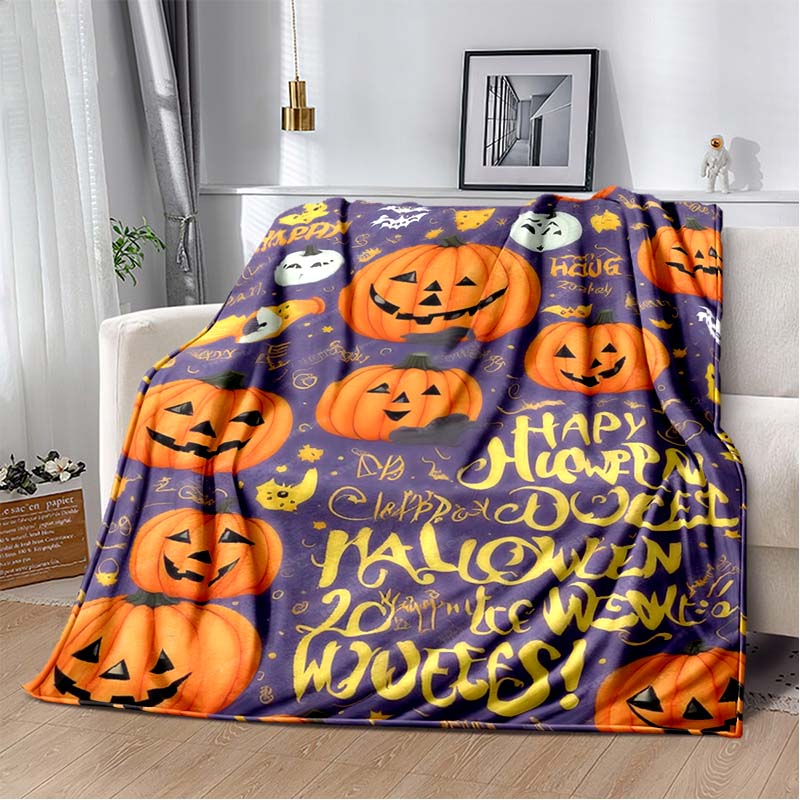Halloween Terrifying Pumpkin Surprise Soft Blanket Home Room Sofa Bed Warm Travel Picnic Leisure Office Oversized Gift Blanket
