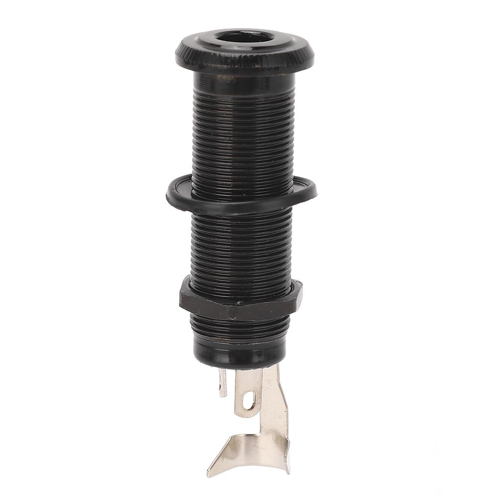 Guitar End Pin Jack Socket Threaded Metal 6.35mm for Bass Electric Guitar Output GT208 Black
