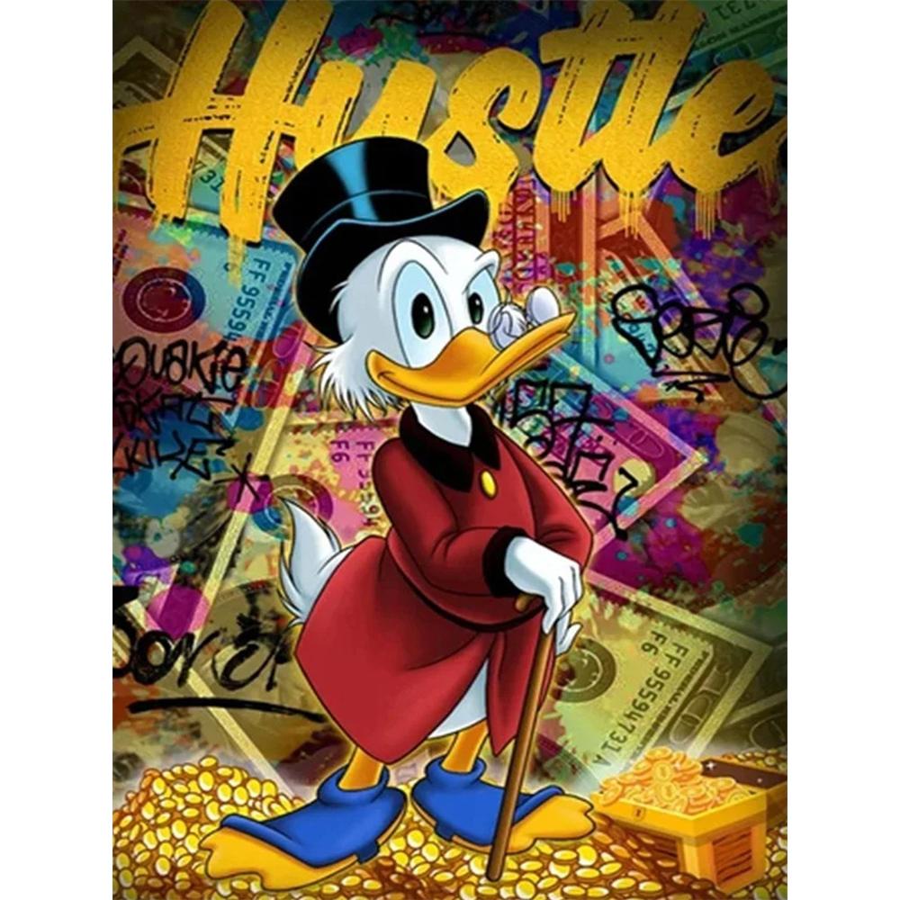 

Disney Diamond Painting Duck McMuffin Trendy Graffiti Illustration Mosaic Art DIY Cross Stitch Embroidery Set Full Diamond Home Decor Gift Round 20x30cm