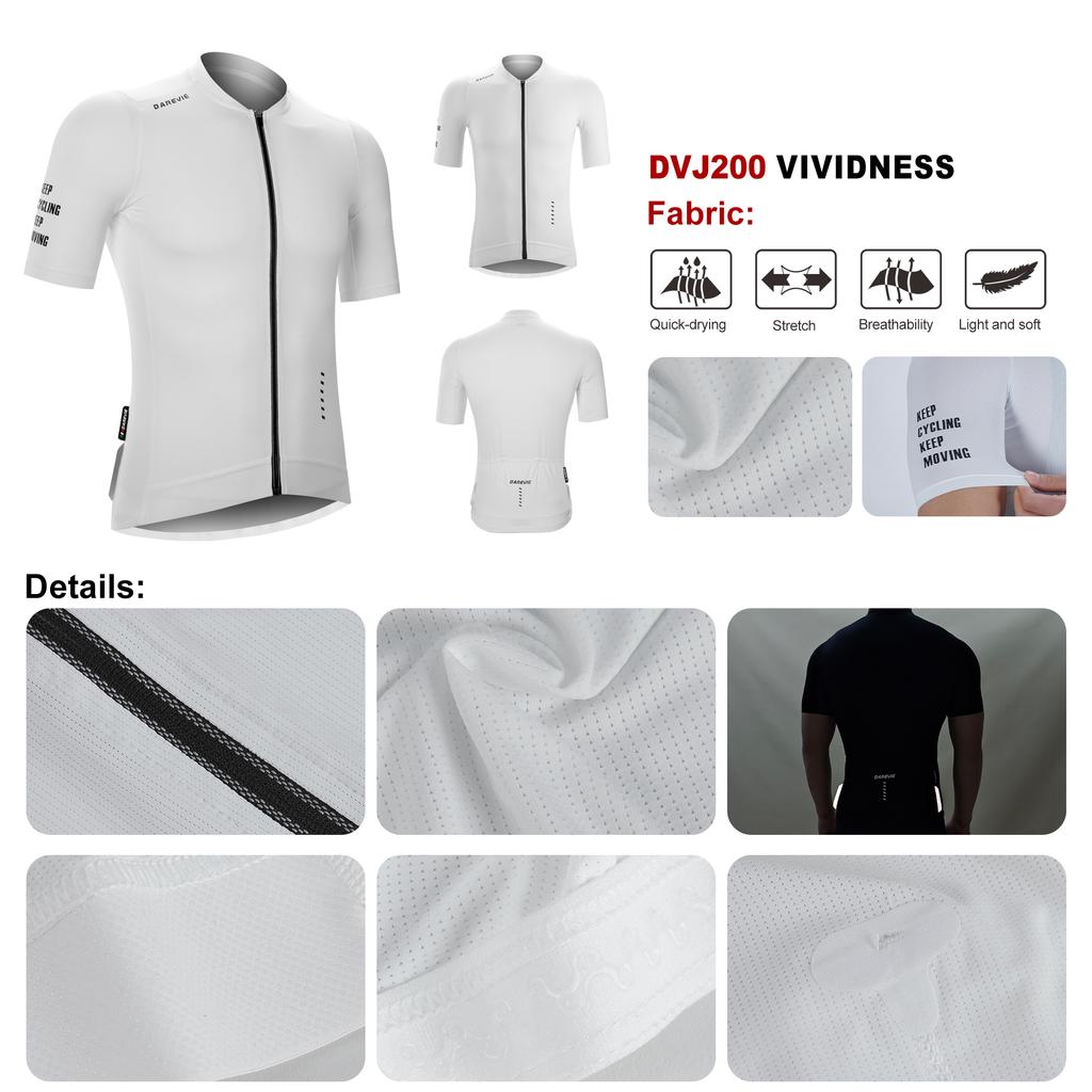 DAREVIE Radsport-Set Herren 90kg/m³ 3D Stoßdämpfendes Polster Schnelltrocknend Weiß Radsportbekleidung Für Herren Weich Leicht Herren Radsporttrikot PRO