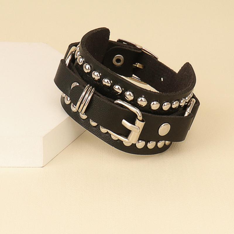 1 Stück Punk Goth Rock spitze Nieten Kegel Nieten Leder Manschette Armband Für Männer Hip Hop Frauen klobiges Armband Pulseras Schmuck