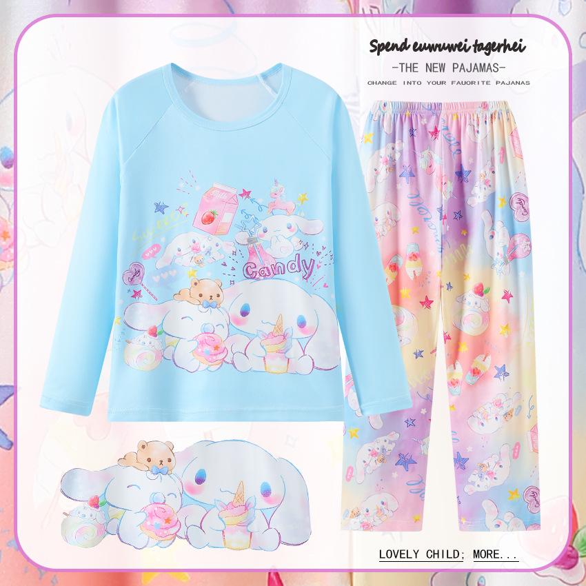 Children's Pajamas Spring and Autumn Long-sleeved Girls Cartoon Cute Print Baby Comfortable Loungewear Set