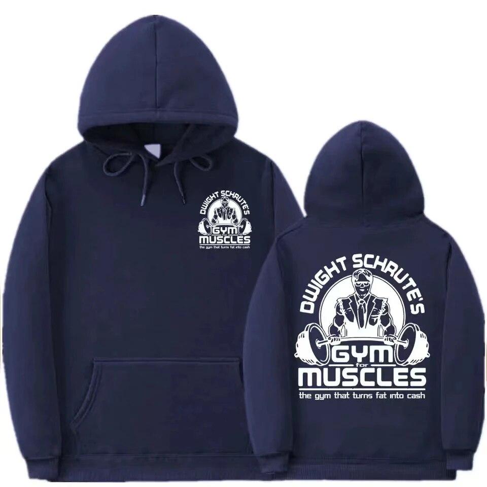 Dwight Schrute's Gym for Muscles The Gym Tha That Turns Fat Into Cash Moletom com capuz estampado dupla face unissex feminino moletom grande unissex