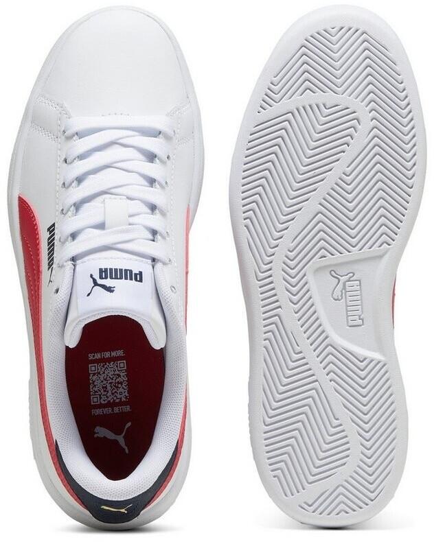 Кроссовки Puma Smash 3.0 L Leather Teenager белый/клубный красный/клубный темно-синий