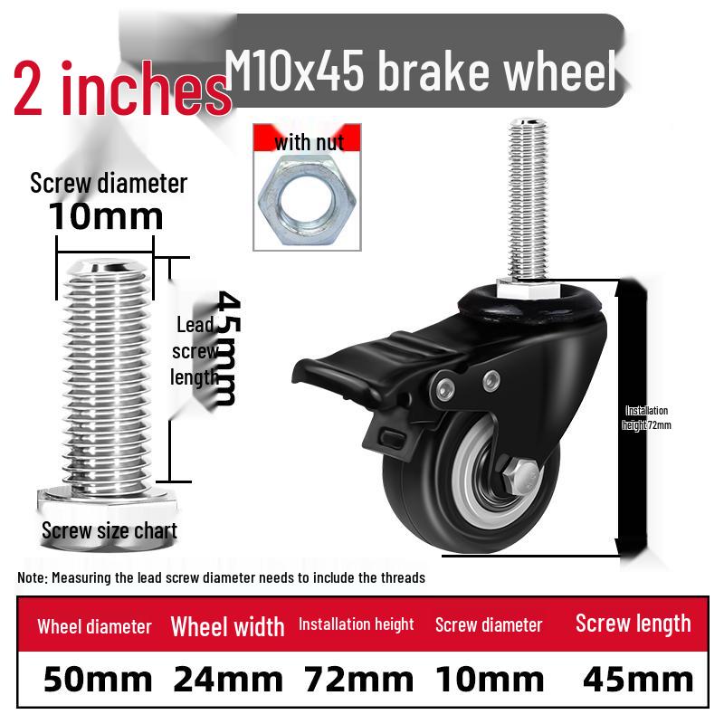 Silent Swivel Casters with Inch Threaded Rod & Double Bearings