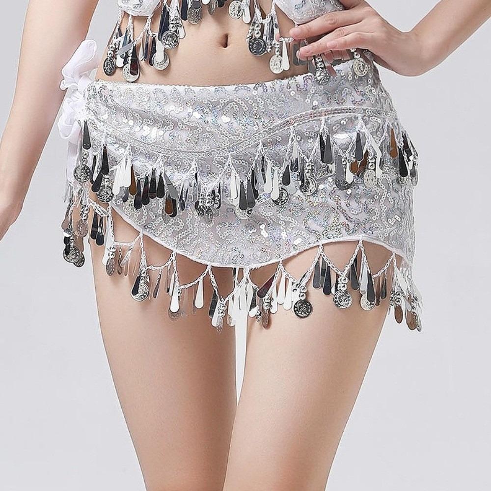 Glitter Sequins Belly Dance Waist Chain Hollow Bellydance Coins Belt Hip Scarf Skirt  Ladies