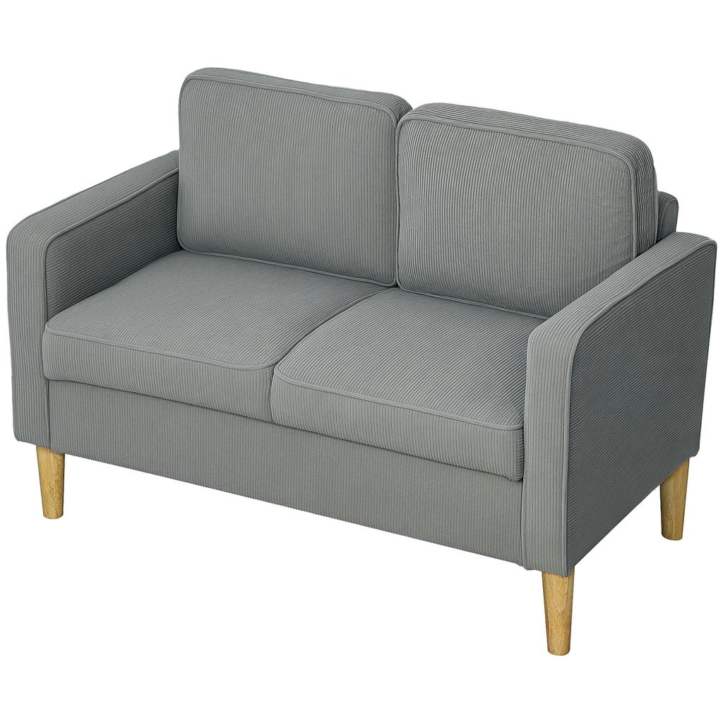 2-Seater Sofa with Storage and Solid Wooden Legs, for Living Room, Bedroom, 117 X 63 X 79 Cm, Light Grey