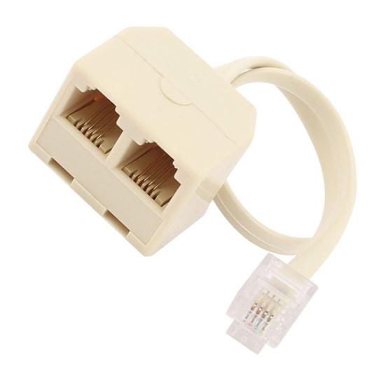 RJ11 6P4C Stecker 2-fach Ausgang zu Buchse Telefonanschluss Leitungsverteiler Adapter