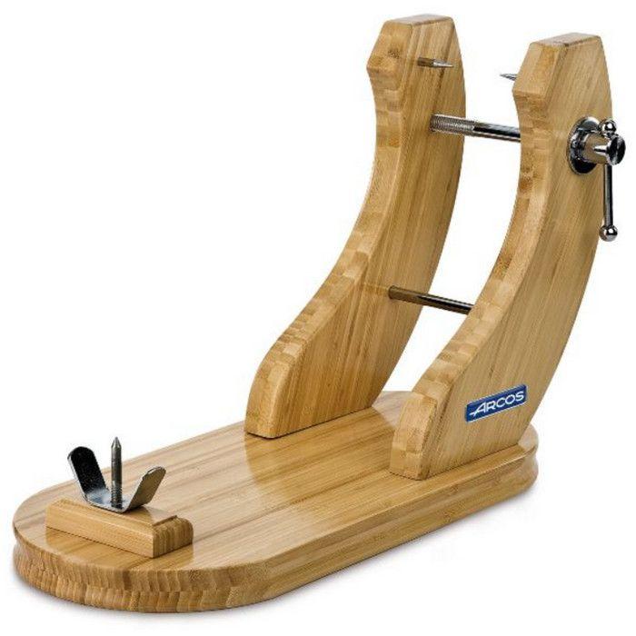 Support À Jambon - ARCOS - Bois De Pin Laqué - Couleur Naturel - Élégant - Décoratif