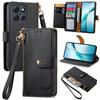 For Motorola Moto G86 5G Case RFID Blocking Zipper Pocket Leather Wallet Phone Cover with Strap