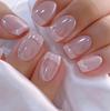 Classic Pink French Pearlescent Minimalist Short Nail Art Pieces