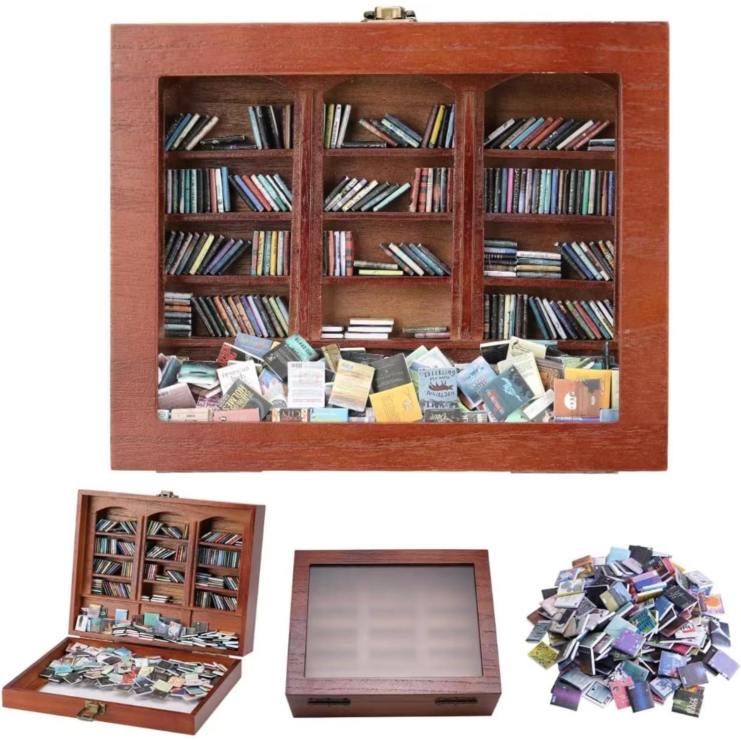 Anxiety Bookshelf | Get rid of Your Anxiety, get rid of Your Anxiety, Miniature Book Matchbox Display Cabinet, Creative Ornaments, Stress-Relieving коричневый