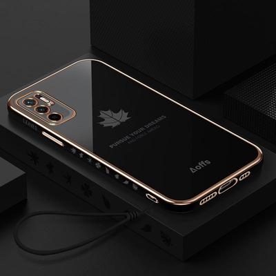 Lanyard Maple Leaf Plating Silicone Case For Samsung S23 S22 S21 Ultra S20 A12 A22 A32 A13 A33 A53 A52 A14 A24 A34 A54/Redmi 12C 10 9A 9C 9T Note 12