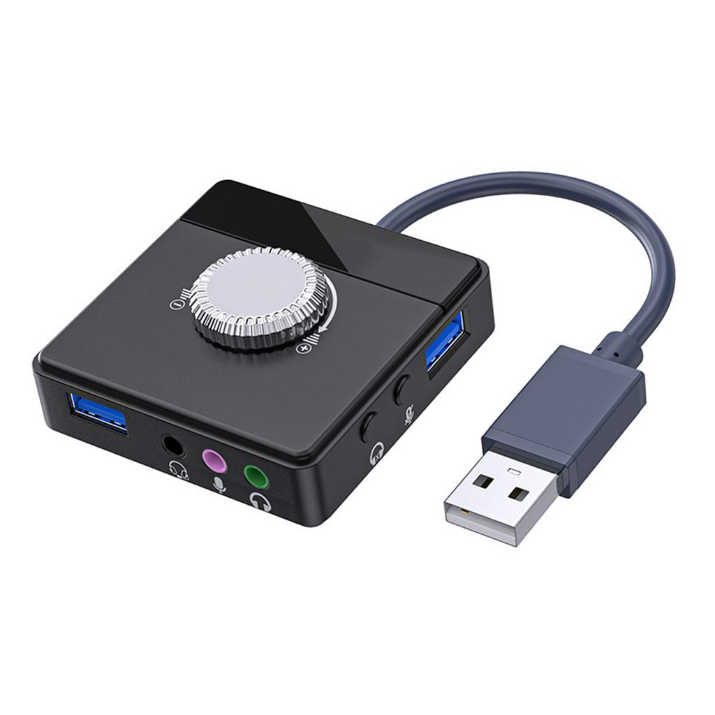 USB Lydkort Plug and Play Ekstern USB Lydadapter med 3,5 mm USB-grensesnitt Volumkontroll for