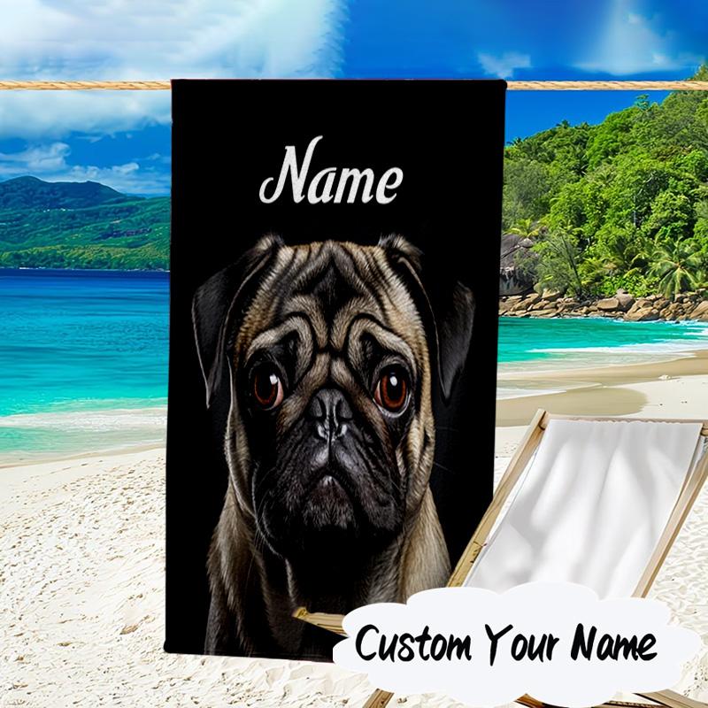 Custom Name German Shepherd Portrait Microfiber Beach Towel Super Soft & Absorbent for Bath, Beach, Travel  Bath Time Accessory, Fan gifts