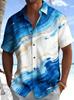 Men's Fluid Marble Gradient Print Short Sleeve Shirt, Spring Summer Luxury Hawaiian Vacation Blouse, Loose Casual Top
