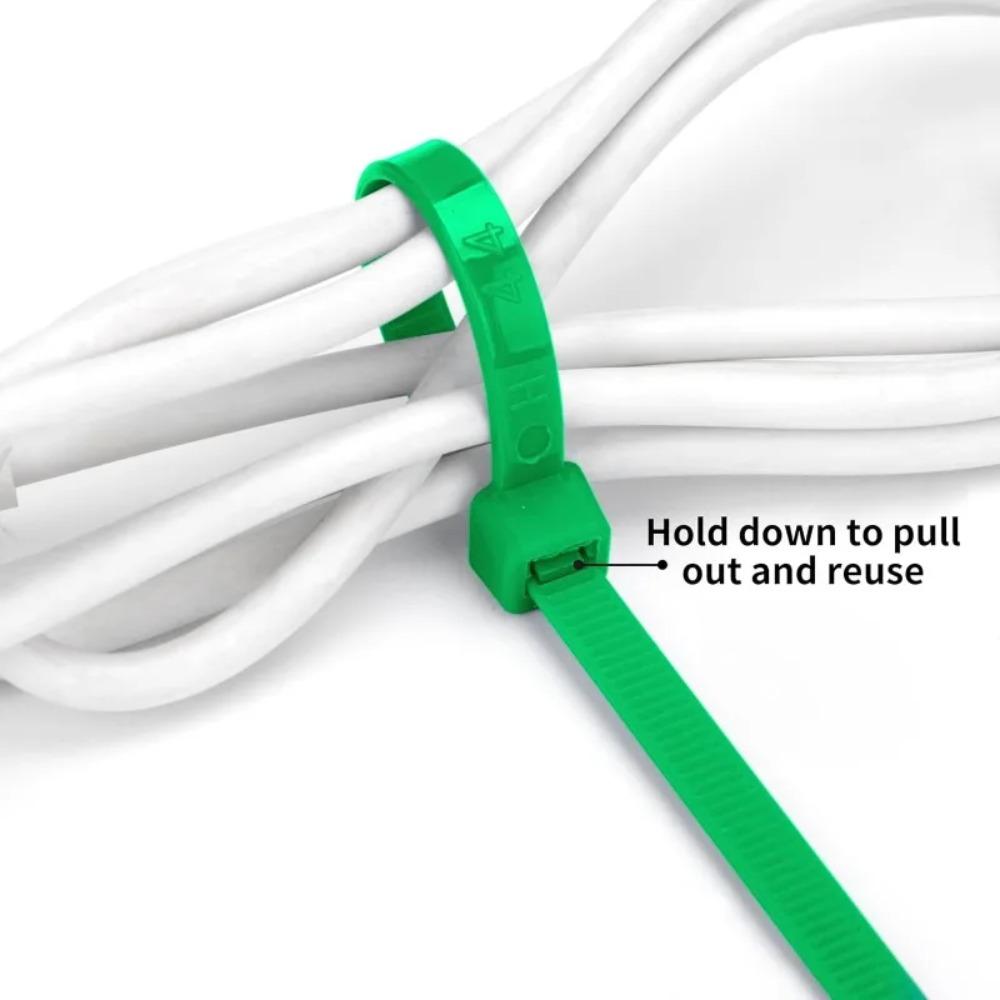 Green Nylon Cable Ties Self-Locking Cord Ties Wire Binding Wrap Straps for Plants Garden Fence Fixed Fastener Rings