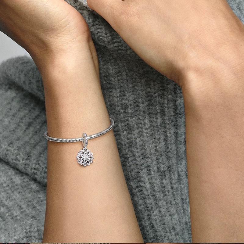 Pandora Shining Snowflake Two-In-One Pendant Design Women Jewelry Accessories Silver 792355