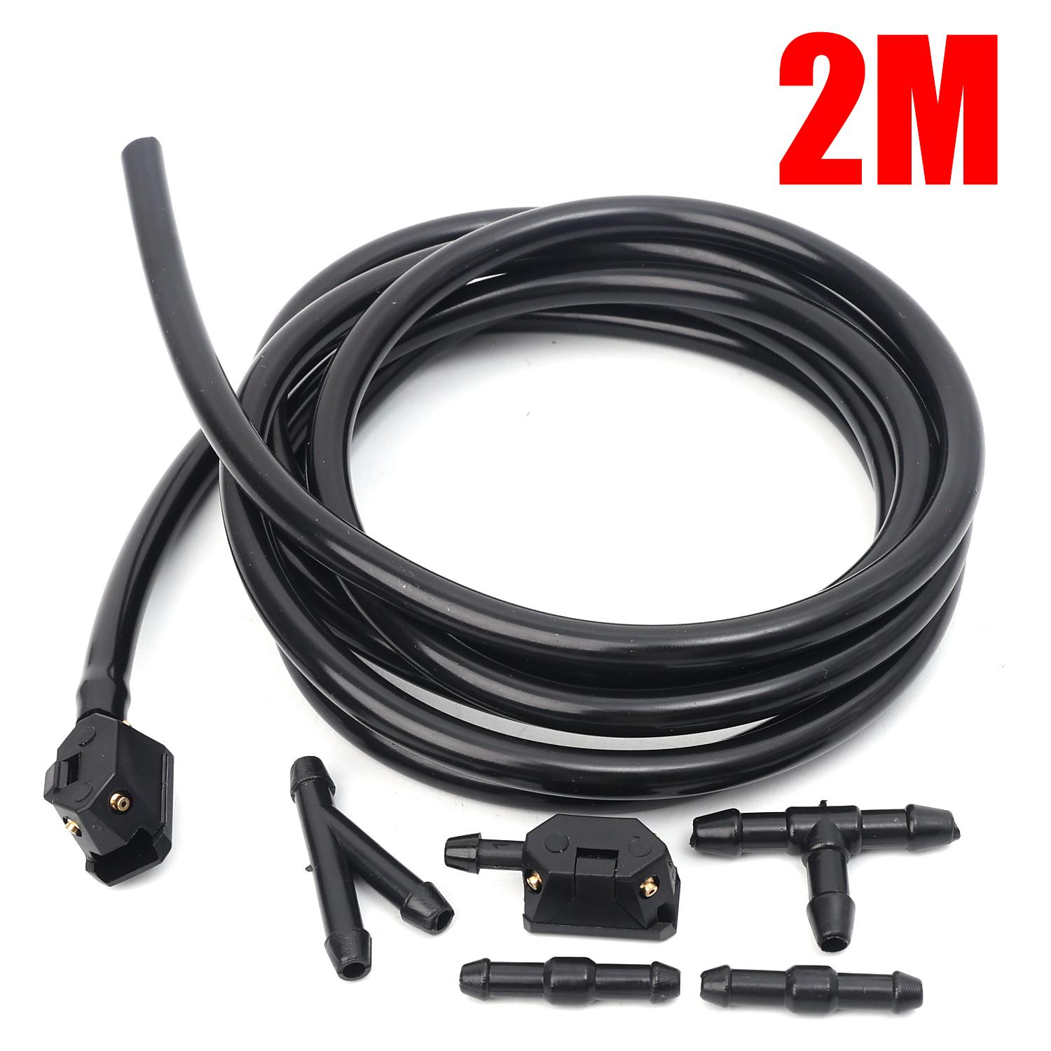 Universal Windshield Washer Nozzle and Hose Kit Adjustable Car Washer Jet Replacement with Connectors for Most Cars Repair Kit 1set black