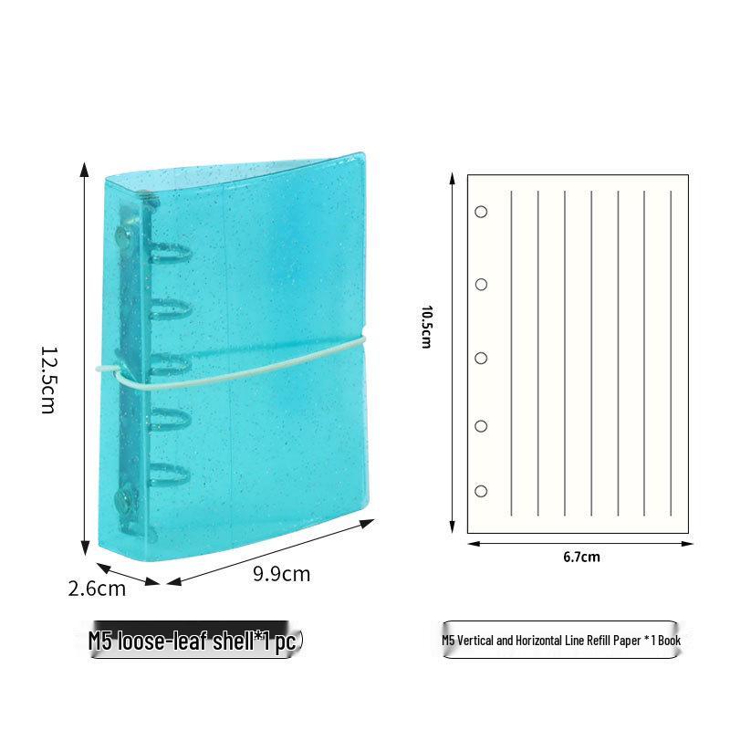 Mini M5 Transparent Notebook with Candy Color Loose-Leaf, Blank, Lined, Grid, and Vertical Pages
