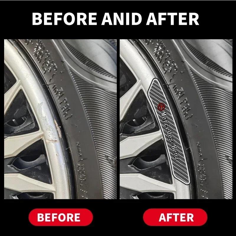 CFG1 4pcs Car Trim Badge Wheel Brow Decal Car Wheel Hub Sticker For Mercedes Benz B/C/E/S Class A Class C200L GLC GLK CLA Accessories