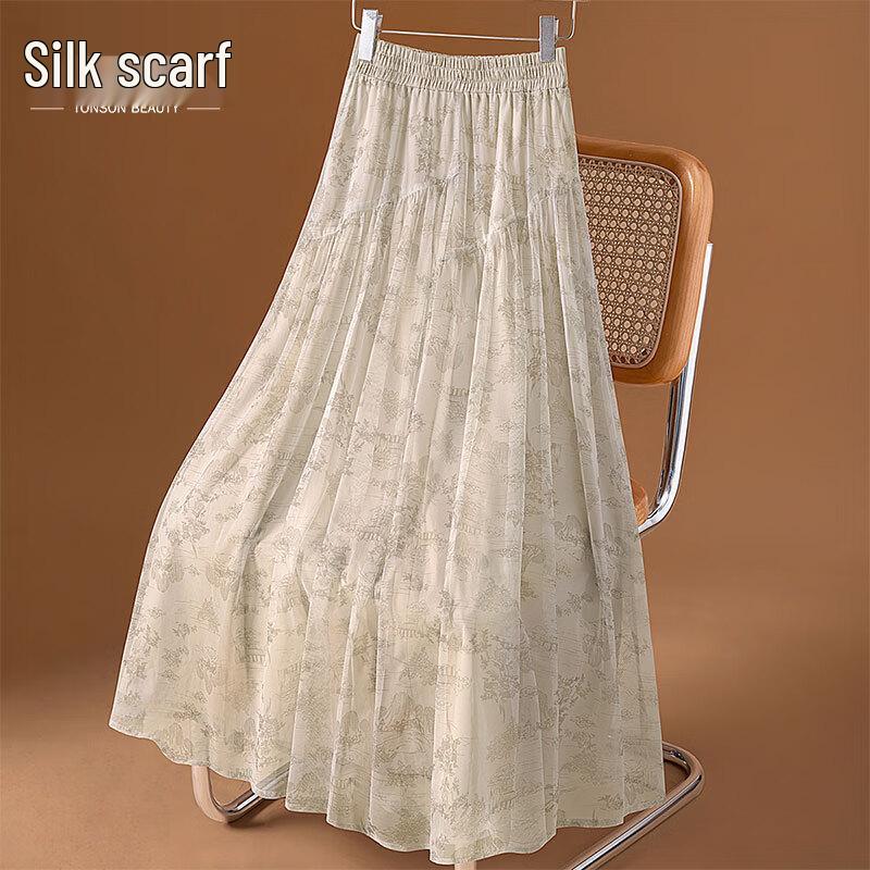 Cypress House Women s Floral Printed High-Waist Midi Skirt L